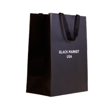 luxury stamping gold logo foldable black paper shopping bag